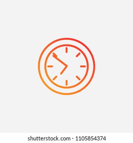 Outline clock icon,gradient illustration,vector time sign symbol