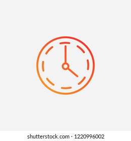 Outline clock icon,gradient illustration,vector time sign symbol