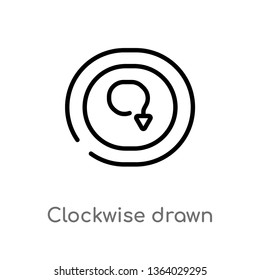 outline clockwise drawn arrow vector icon. isolated black simple line element illustration from user interface concept. editable vector stroke clockwise drawn arrow icon on white background