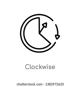 outline clockwise vector icon. isolated black simple line element illustration from general concept. editable vector stroke clockwise icon on white background