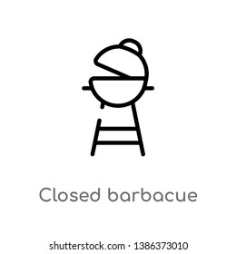 outline closed barbacue vector icon. isolated black simple line element illustration from food concept. editable vector stroke closed barbacue icon on white background