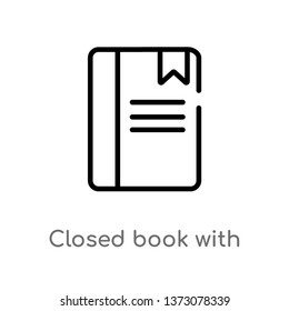 outline closed book with marker vector icon. isolated black simple line element illustration from education concept. editable vector stroke closed book with marker icon on white background