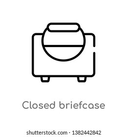 outline closed briefcase vector icon. isolated black simple line element illustration from fashion concept. editable vector stroke closed briefcase icon on white background