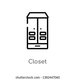 outline closet vector icon. isolated black simple line element illustration from furniture concept. editable vector stroke closet icon on white background