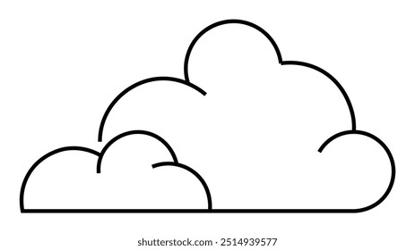 Outline of a cloud composed of black lines on a white background. Ideal for weather, minimalistic design, nature, children s illustrations, and vector graphics. Clean style.