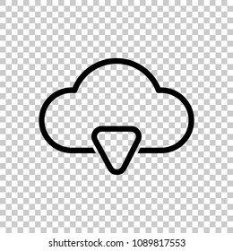 outline cloud download simple icon. linear symbol with thin outline. On transparent background.