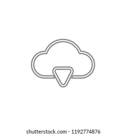 outline cloud download simple icon. linear symbol with thin outline. Dotted outline silhouette with shadow on white background