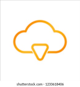 outline cloud download simple icon. linear symbol with thin outline. Orange sign with low light on white background