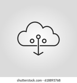 Outline cloud download   web icon ilustration vector symbol
