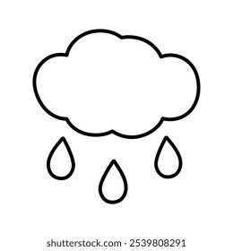 Outline cloud with drops Stylized linear icon in trendy minimalism. Rainy weather sign design idea