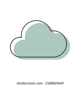 Outline cloud flat icon design 
