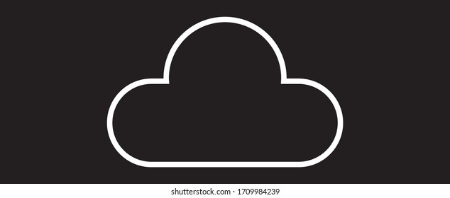 Outline cloud isolated on black background. White thin line cloud for web site, logo design and icon template. Creative modern concept. Cloud vector illustration