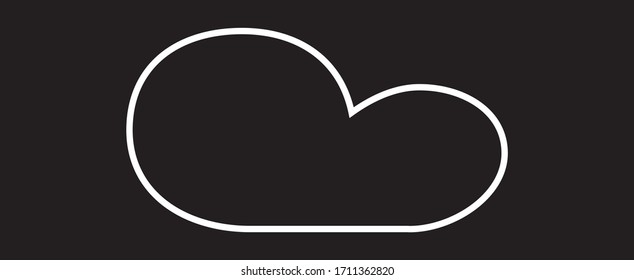 Outline cloud isolated on black background. White thin line cloud for web site, logo design and icon template. Creative modern concept. Cloud vector illustration