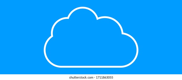 Outline cloud isolated on blue background. White thin line cloud for web site, logo design and icon template. Creative modern concept. Cloud vector illustration