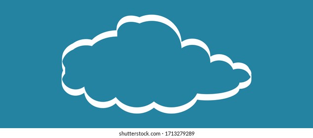 Outline cloud isolated on blue background. White thin line cloud for web site, logo design and icon template. Creative modern concept. Cloud vector illustration
