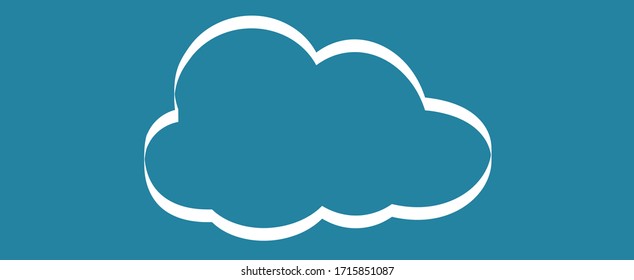 Outline cloud isolated on blue background. White thin line cloud for web site, logo design and icon template. Creative modern concept. Cloud vector illustration