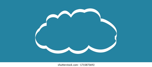 Outline cloud isolated on blue background. White thin line cloud for web site, logo design and icon template. Creative modern concept. Cloud vector illustration