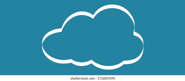 Outline cloud isolated on blue background. White thin line cloud for web site, logo design and icon template. Creative modern concept. Cloud vector illustration