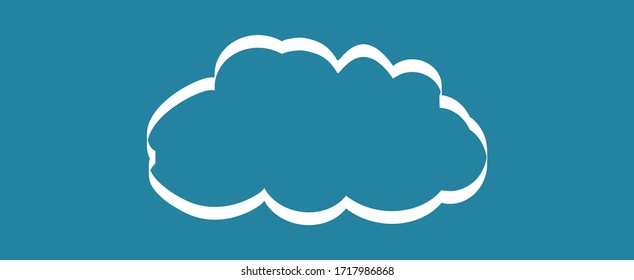 Outline cloud isolated on blue background. White thin line cloud for web site, logo design and icon template. Creative modern concept. Cloud vector illustration