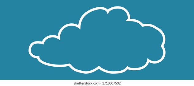 Nube de esquema aislada en fondo azul. Nube fina blanca para el diseño de sitios web, logotipo y plantilla de icono. Concepto creativo y moderno. Ilustración vectorial de nube