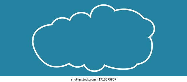 Nube de esquema aislada en fondo azul. Nube fina blanca para el diseño de sitios web, logotipo y plantilla de icono. Concepto creativo y moderno. Ilustración vectorial de nube