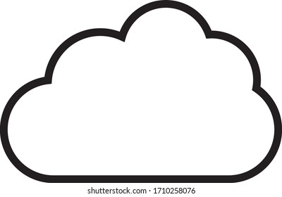 Outline cloud isolated on white background. Black thin line cloud for web site, logo design and icon template. Creative modern concept. Cloud vector illustration