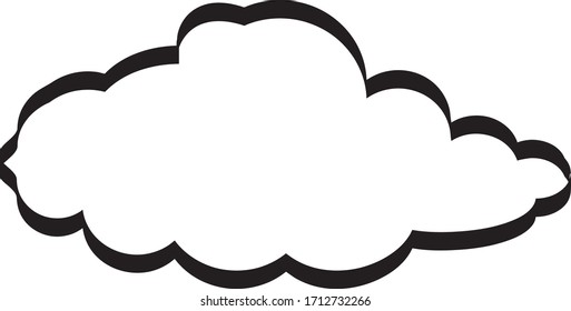 Outline cloud isolated on white background. Black thin line cloud for web site, logo design and icon template. Creative modern concept. Cloud vector illustration