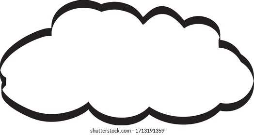 Outline cloud isolated on white background. Black thin line cloud for web site, logo design and icon template. Creative modern concept. Cloud vector illustration