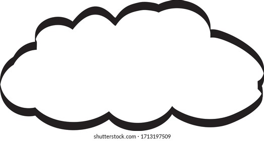 Outline cloud isolated on white background. Black thin line cloud for web site, logo design and icon template. Creative modern concept. Cloud vector illustration