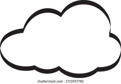 Outline cloud isolated on white background. Black thin line cloud for web site, logo design and icon template. Creative modern concept. Cloud vector illustration