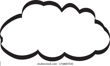 Outline cloud isolated on white background. Black thin line cloud for web site, logo design and icon template. Creative modern concept. Cloud vector illustration