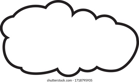 Nube de esquema aislada en fondo blanco. Nube fina de línea negra para sitio web, diseño de logotipo y plantilla de icono. Concepto creativo y moderno. Ilustración vectorial de nube