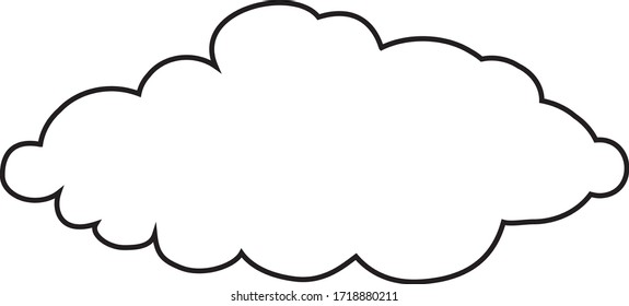 Nube de esquema aislada en fondo blanco. Nube fina de línea negra para sitio web, diseño de logotipo y plantilla de icono. Concepto creativo y moderno. Ilustración vectorial de nube