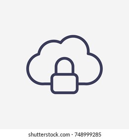 Outline Cloud Lock  Icon Illustration Vector Symbol