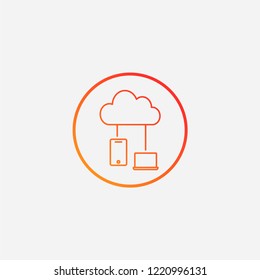 Outline cloud network connection icon,gradient illustration,vector  sign symbol