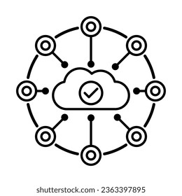 outline cloud networking Big data icon on white background, icon design for apps, presentation, banner, sign, symbol, logo. Artificial intelligence icon concept. vector illustration.