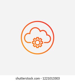 Outline cloud setting icon,gradient illustration,vector gear sign symbol