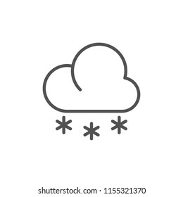 Outline cloud and snowflakes icon isolated on white background. Line snowing symbol for website design, mobile application, ui. Vector illustration, eps10.