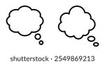 Outline cloud speech and thought bubble icons. Editable stroke.