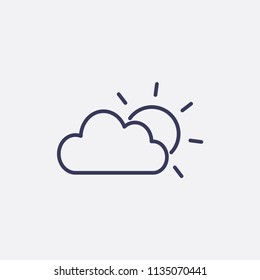 Outline cloud sun icon illustration,vector natural sign symbol