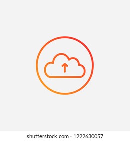 Outline cloud upload icon,gradient illustration,vector sign symbol