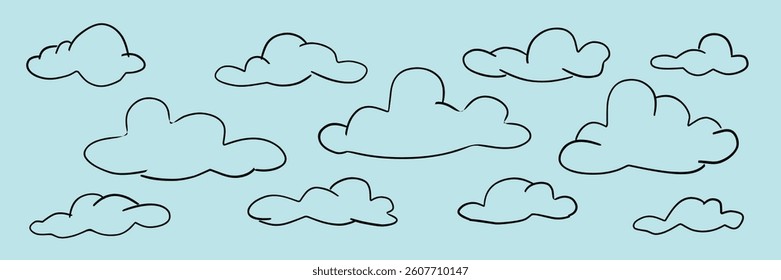 outline of clouds. hand drawn with various shape