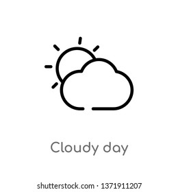 outline cloudy day vector icon. isolated black simple line element illustration from airport terminal concept. editable vector stroke cloudy day icon on white background