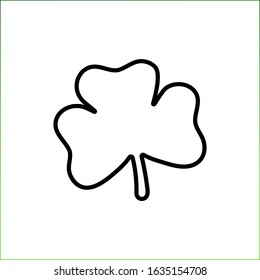 Outline clover isolated on white background. Vector plant icon with 3 leaves. Symbol of good luck, success, money, St. Patricks Day. Illustration for a traditional Irish holiday. Can be used as bubble