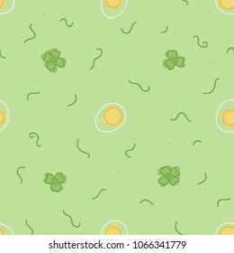 Outline clover leafs and eggs - vector background