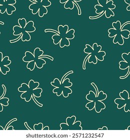 Outline Clover Vector Seamless Pattern illustration for Print, Wallpaper, Decoration.