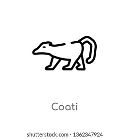 outline coati vector icon. isolated black simple line element illustration from animals concept. editable vector stroke coati icon on white background