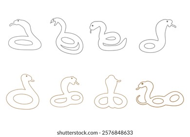 Outline Cobra Illustration Design Set