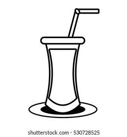 outline cocktail drink beverage with straw vector illustration eps 10