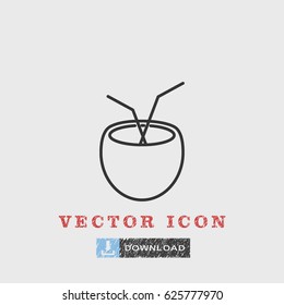 Outline Coconut cocktail  icon illustration vector symbol